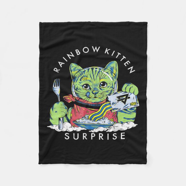 Cats Rainbow Kitten Surprise Cute Eat Retro Animal Fleece Blanket (Front)