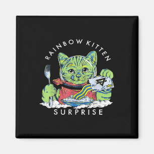 Cats Rainbow Kitten Surprise Cute Eat Retro Animal Magnet