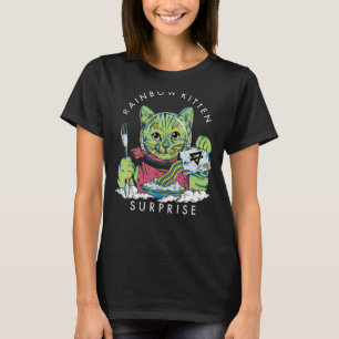 Cats Rainbow Kitten Surprise Cute Eat Retro Animal T-Shirt
