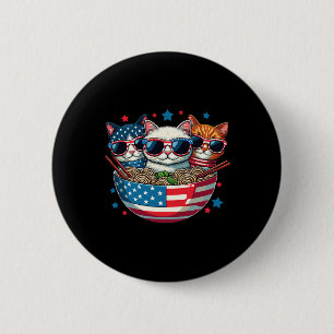 Cats Ramen Anime American Flag Usa Funny 4th Of Ju 6 Cm Round Badge