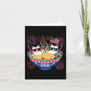 Cats Ramen Patriotic American Flag Boys Girls 4th Card