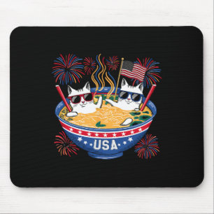 Cats Ramen Patriotic American Flag Boys Girls 4th Mouse Pad