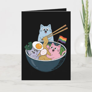 Cats Ramen Rainbow LGBTQ Gay Lesbian Pride Ally Card