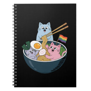Cats Ramen Rainbow LGBTQ Gay Lesbian Pride Ally Notebook