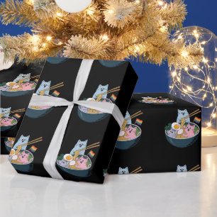 Cats Ramen Rainbow LGBTQ Gay Lesbian Pride Ally Wrapping Paper