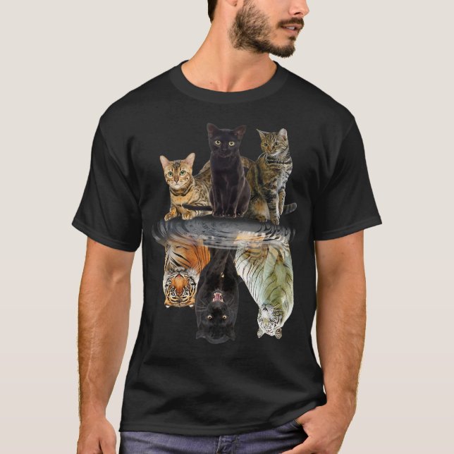 Cats Reflection  Friend Cat Lovers Cute Tiger T-Shirt (Front)