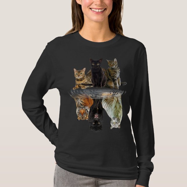 Cats Reflection Friend Cat Lovers Cute Tiger T-Shirt (Front)