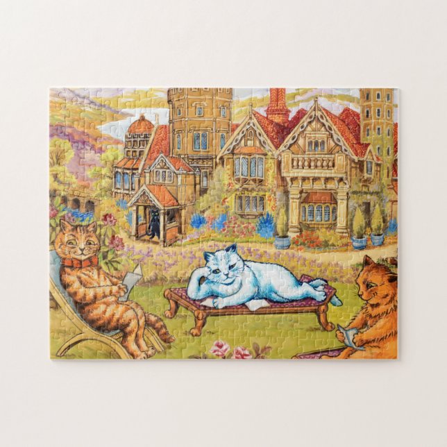 Cats relaxing in the Grounds at Napsbury by Wain Jigsaw Puzzle (Horizontal)