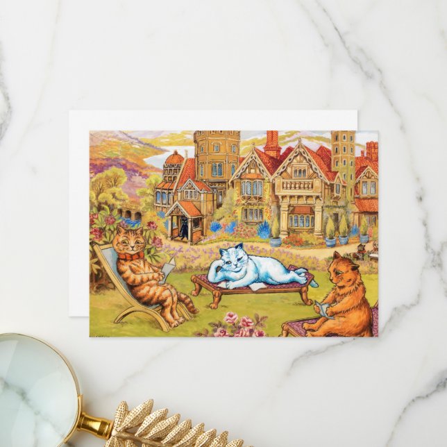 Cats relaxing in the Grounds at Napsbury by Wain Thank You Card (Front/Back In Situ)