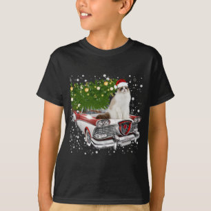 Cats Rides Red Truck Christmas Tree Xmas T-Shirt