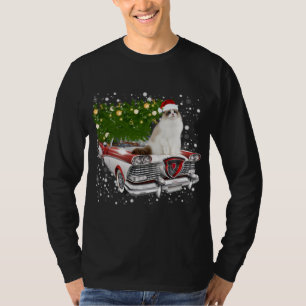 Cats Rides Red Truck Christmas Tree Xmas T-Shirt