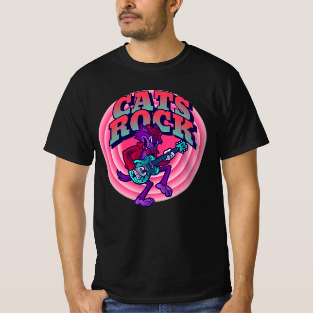 CATS ROCK CAT WITH GUITAR T-SHIRTS (Front)