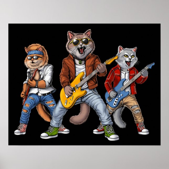 Cats Rock Musicians Poster (Front)