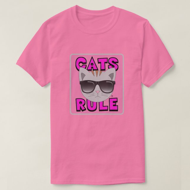 CATS RULE PINK Cute Cat Lover tshirt (Design Front)