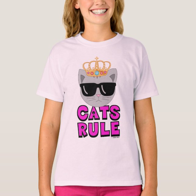 CATS RULE Royal Cat w/ Sunglasses T-Shirt (Front)