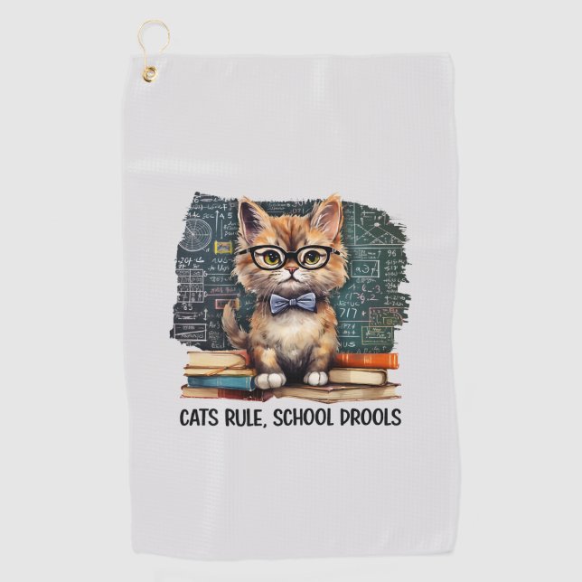 Cats Rule, School Drools Golf Towel (Front)
