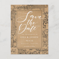 Cats Rustic Kraft Script Save the Date
