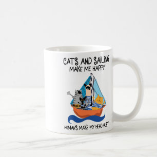 Cats Sailing Make Me Happy Sail Boating Anchor Sai Coffee Mug