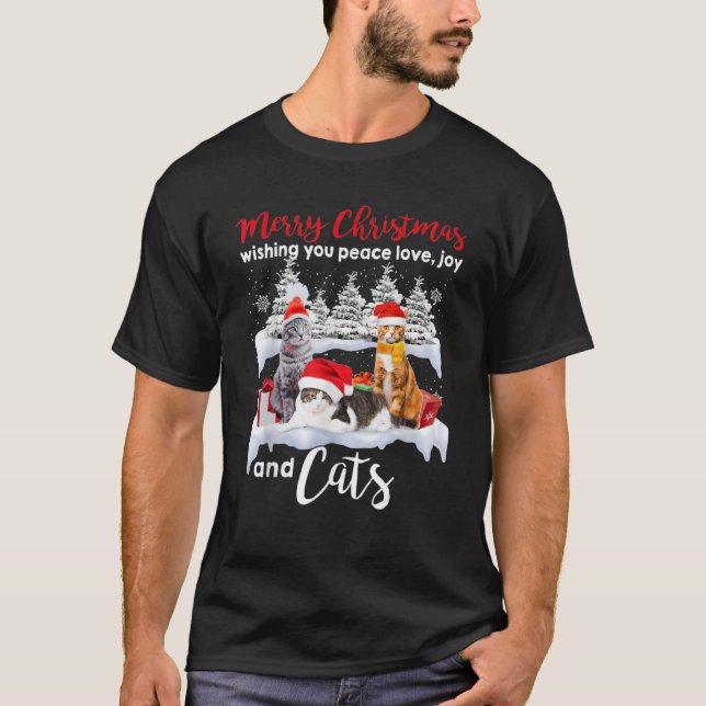 Cats santa In Snow Winter Christmas340 T-Shirt (Front)