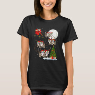 Cats Santa Sleigh Flying Funny Magical Christmas T-Shirt