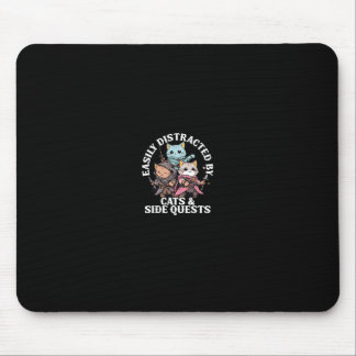 Cats Side Quest Distracted Tabletop Funny Men Wome Mouse Pad