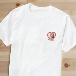 Cat's Simple Modern Playful Heart Name and Photo T-Shirt