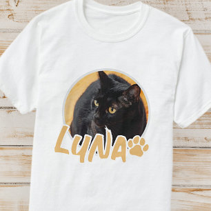 Cat's Simple Modern Playful Typography Name Photo T-Shirt