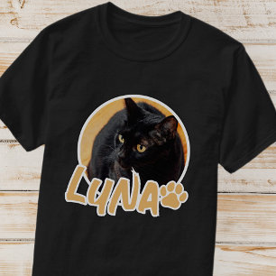 Cat's Simple Modern Playful Typography Name Photo T-Shirt