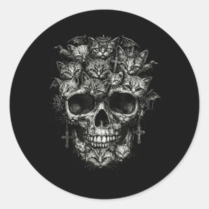 Cats Skull Kitten Goth Alt Punk Weirdcore Classic Round Sticker