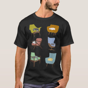 Cats Sleeping on Mid Century Modern Chairs  T-Shirt