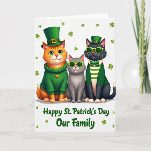 Cats St Patricks Day Family Card