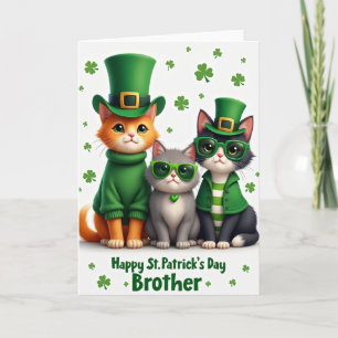 Cats St Patricks Day Faux Gold Card