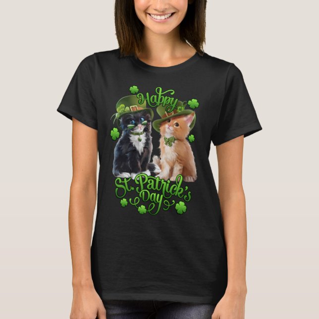 Cats St Pat's Paddy Patrick Day's Happy St Cat Tri T-Shirt (Front)