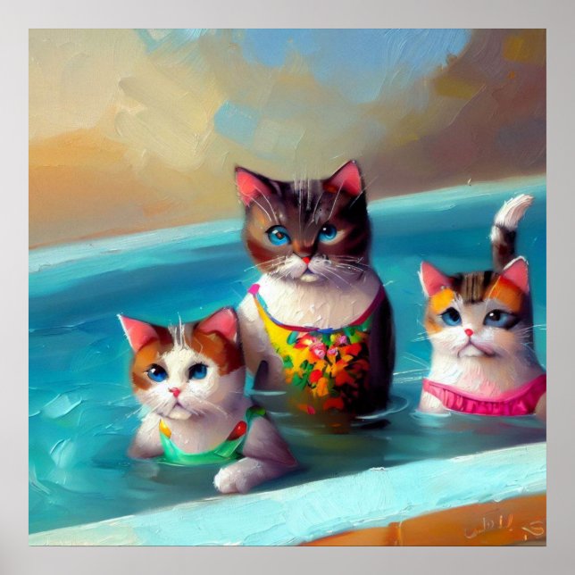 Cats Swimming Poster (Front)