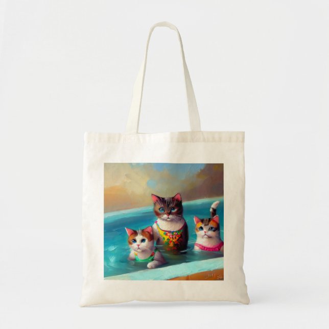Cats Swimming Tote Bag (Front)