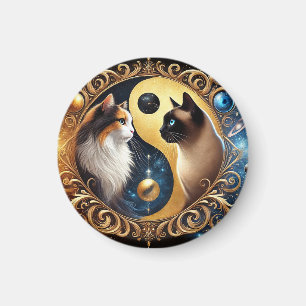 Cats Symbolising Balance with a Yin Yang Magnet