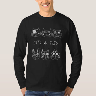 Cats & Tats And Coffee Funny Cool Tattoo And Cat L T-Shirt