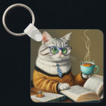 cats, tea, books key ring book lover<br><div class="desc">Very cute keyring for a book lover,  for those who love cats and books and coffee or tea!</div>