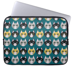 Cats teal laptop sleeve