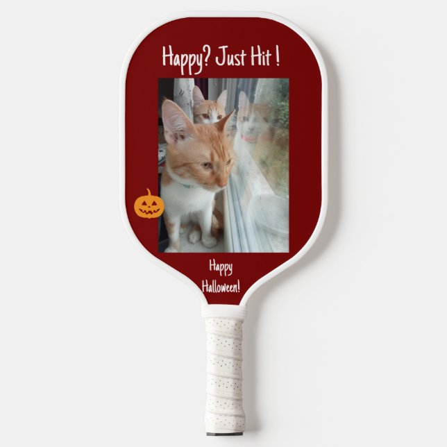 Cats , Text Halloween, Photo, Customize Pickleball Paddle (Front)