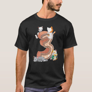 Cats Third 3rd Birthday Party Three 3 Years Old Ki T-Shirt