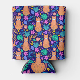 Cats & Tropical Flowers: Dark Pattern Can Cooler