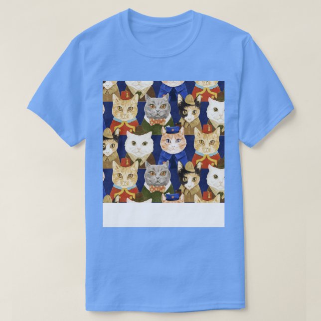 Cats Uniforms Suits Funny Illustration Pattern T-Shirt (Design Front)