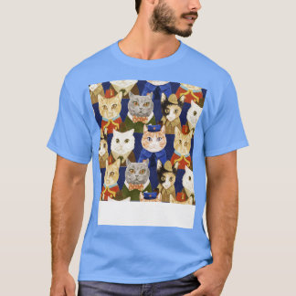 Cats Uniforms Suits Funny Illustration Pattern T-Shirt