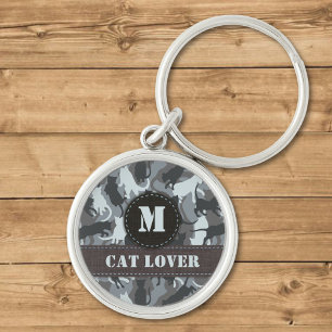 Cats Urban Camouflage Monogram Keychain