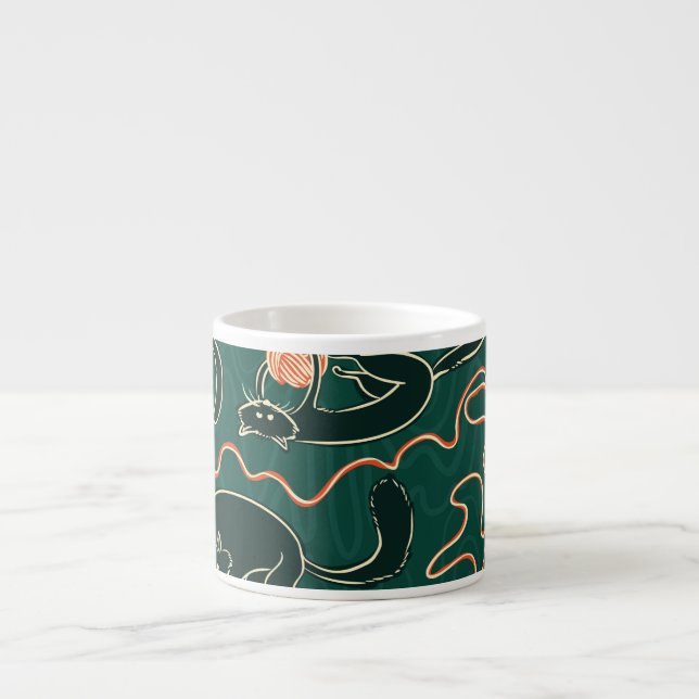 Cats Vintage: Doodle Seamless Pattern Espresso Cup (Front)