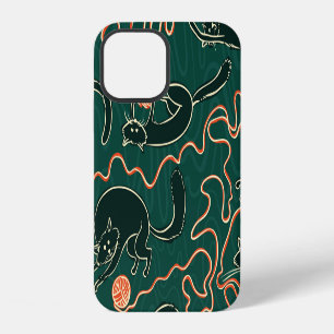Cats Vintage: Doodle Seamless Pattern iPhone 12 Case