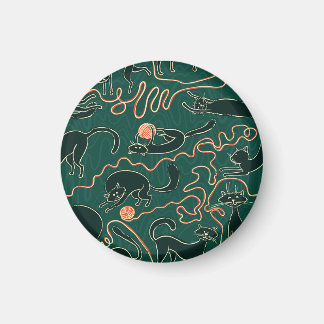Cats Vintage: Doodle Seamless Pattern Magnet
