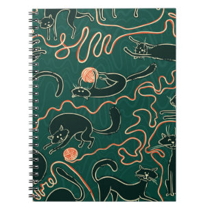 Cats vintage doodle seamless pattern notebook