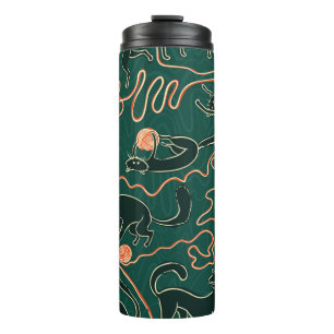 Cats vintage doodle seamless pattern thermal tumbler